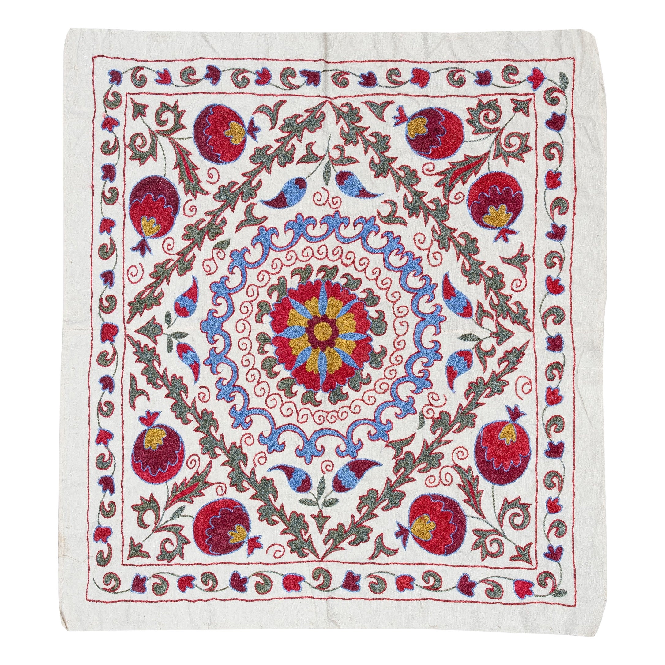 3x3.2 Ft Hand Embroidered Wall Hanging. New Tablecloth. Cotton Sofa Spread