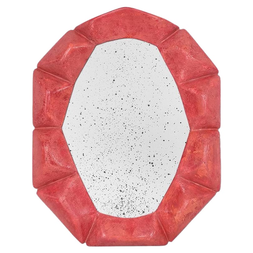 French Contemporary Wall Mirror,  "Rouge-Fuchsia" (02/08) by Pascal & Annie