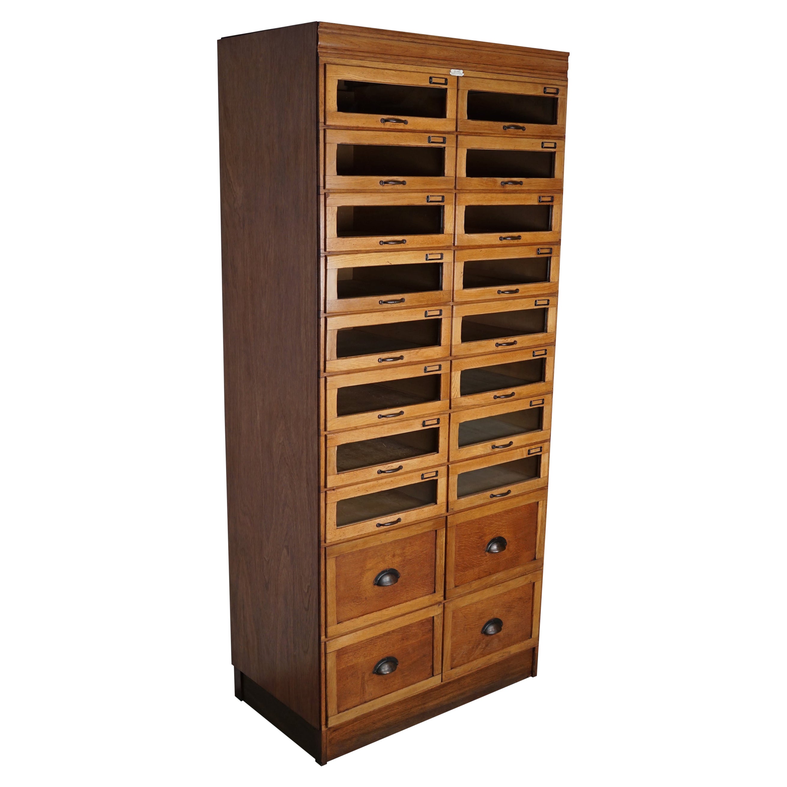 English Haberdashery Shop Cabinet with Glass Fronted Drawers, Circa 1930s