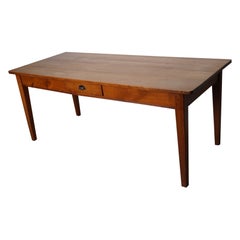 Vintage Cherry 20th Century French Rustic Farmhouse Dining Table