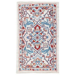 21x35 in Embroidered 100% Silk Wall Hanging, New Tablecloth, Boho Wall Decor