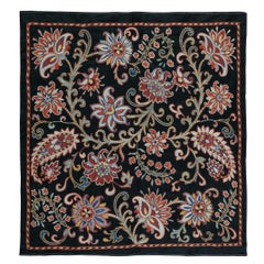 Colgante de Pared Bordado 100% Seda 29x30 pulg., Mantel Bohemio, Colcha Negra