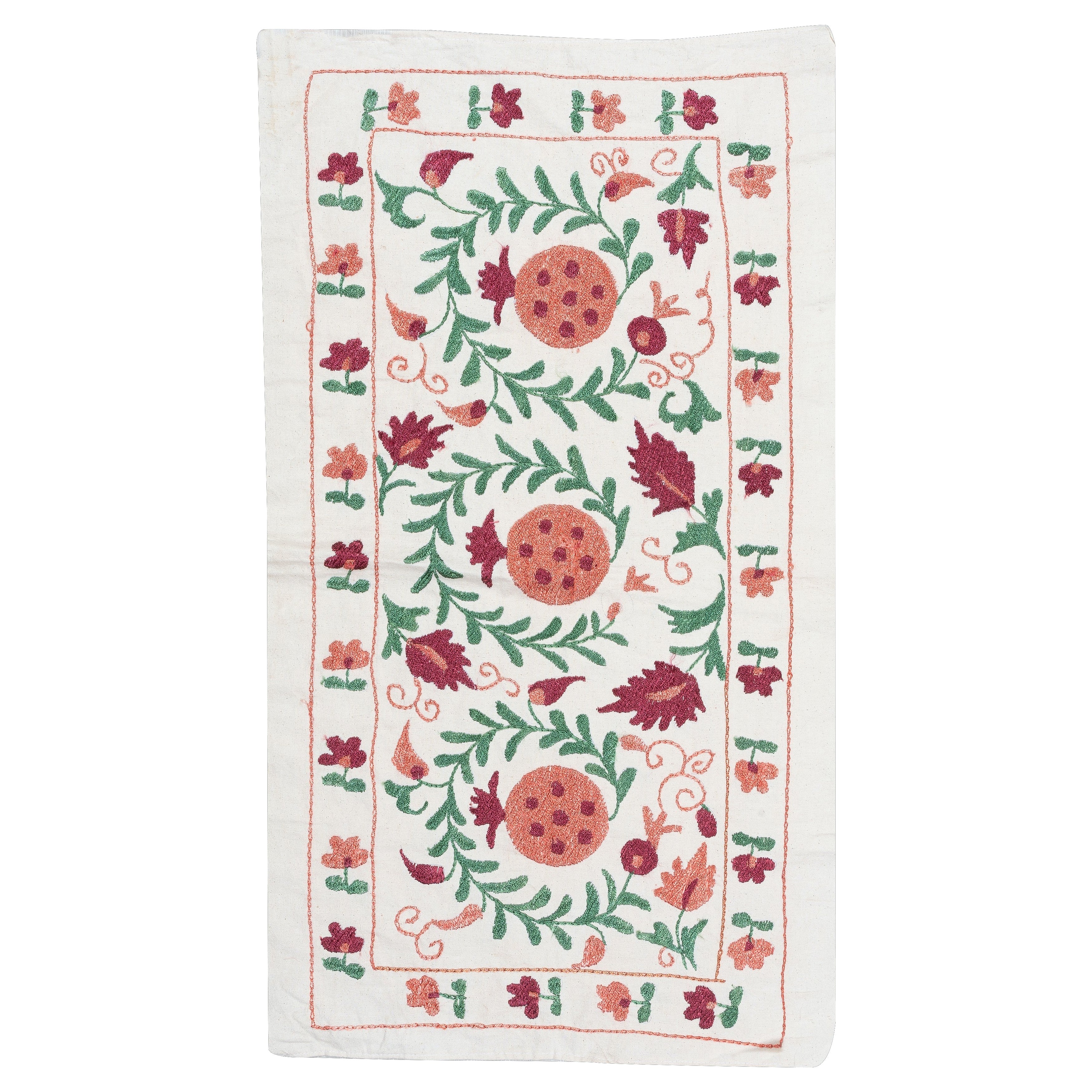 20x36 in Embroidered Wall Hanging. Modern Tablecloth. 100% Cotton Tapestry
