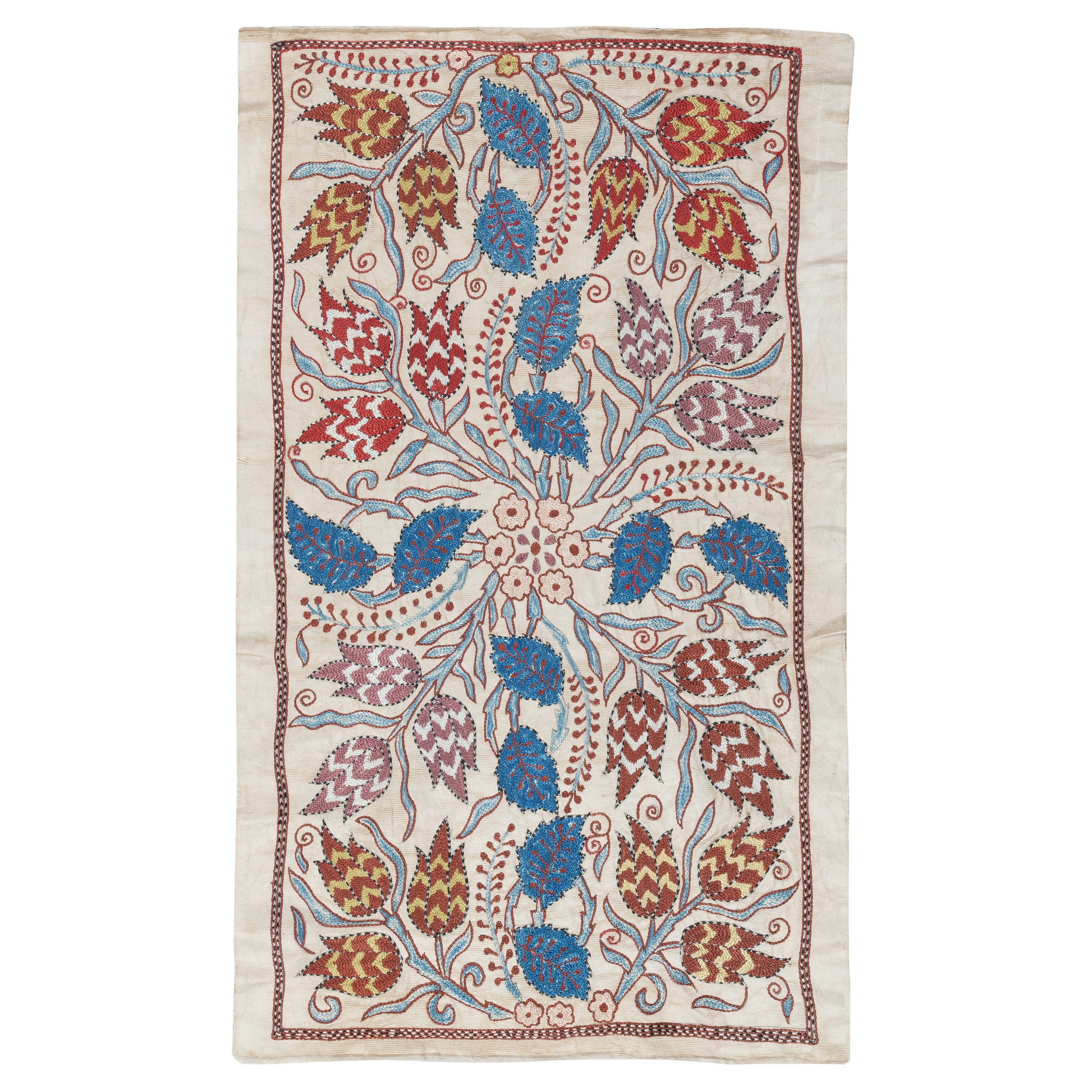 Appendiabiti da parete ricamato in 100% seta 21x34. Tovaglia nuova. Decorazioni murali Boho