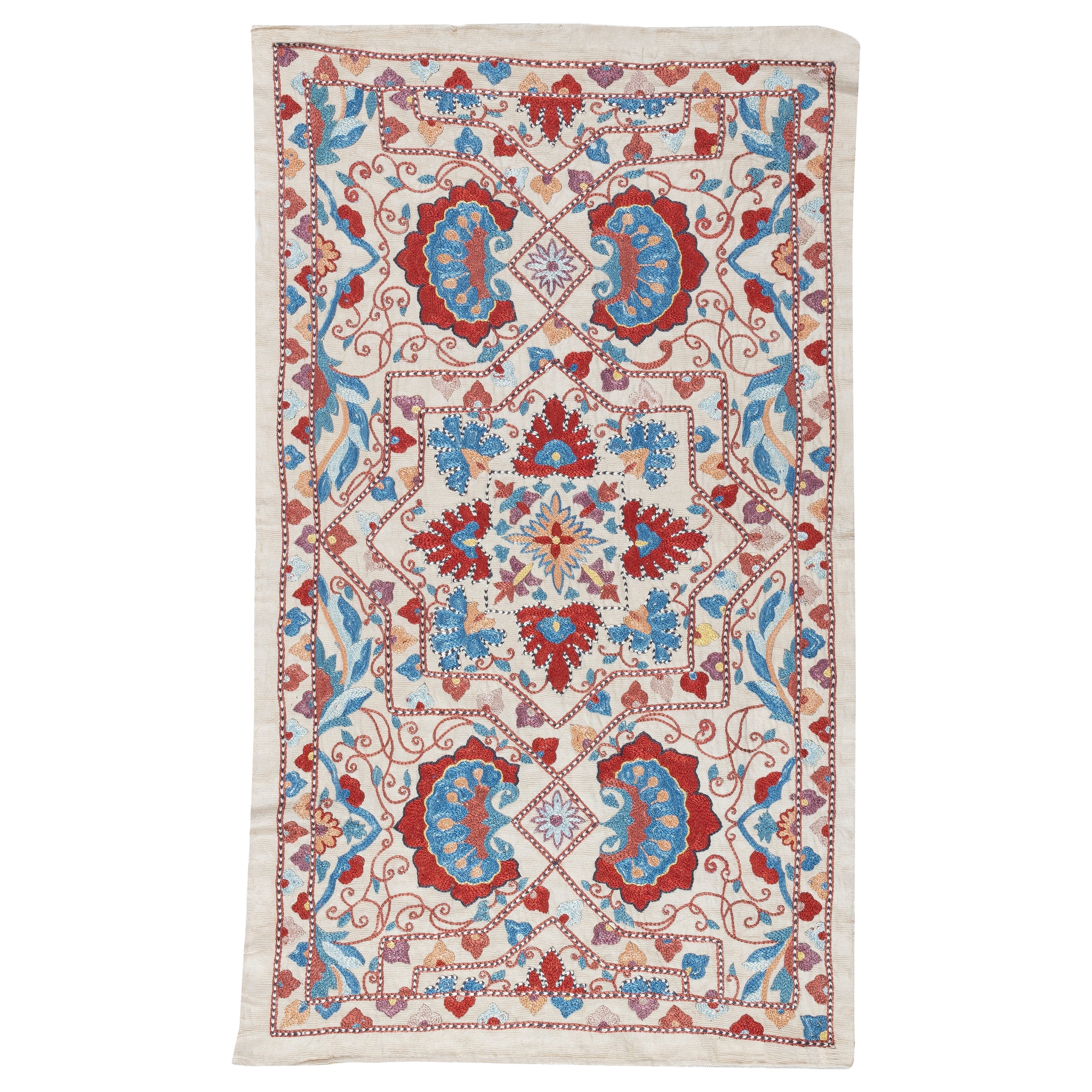 Appendiabiti da parete ricamato in 100% seta 20x34. Tovaglia nuova. Decorazioni murali Boho