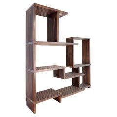 Assymetrical shelf in stained wood, 1980's - Room Divider Shelf