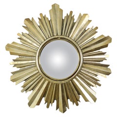 Vintage Golden Sun Mirror Sunburst Butler Convex Mirror 37cm