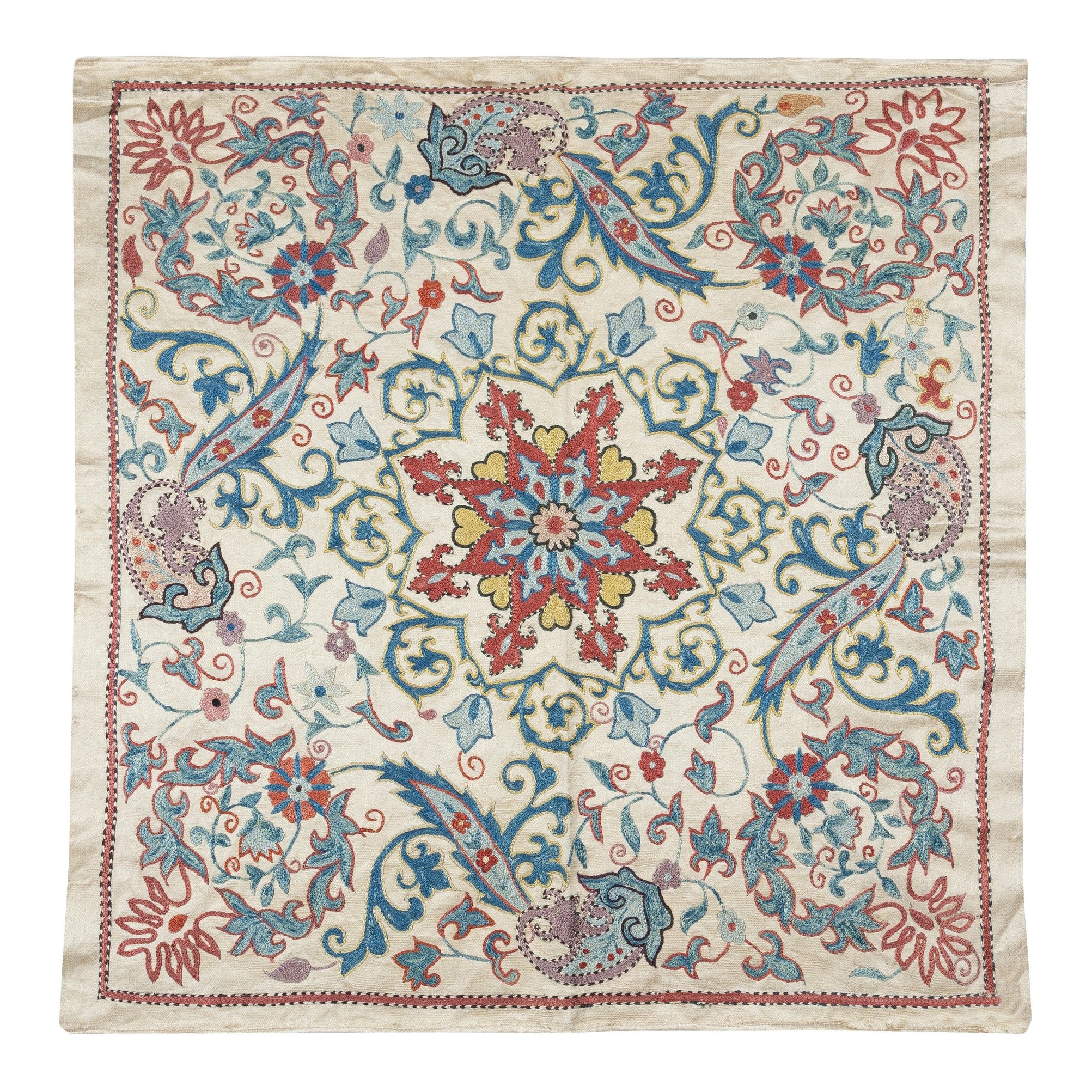 31"x30" ALL SILK Brand-New Wall Hanging, Handmade Wall Art, Embroidered Tapestry