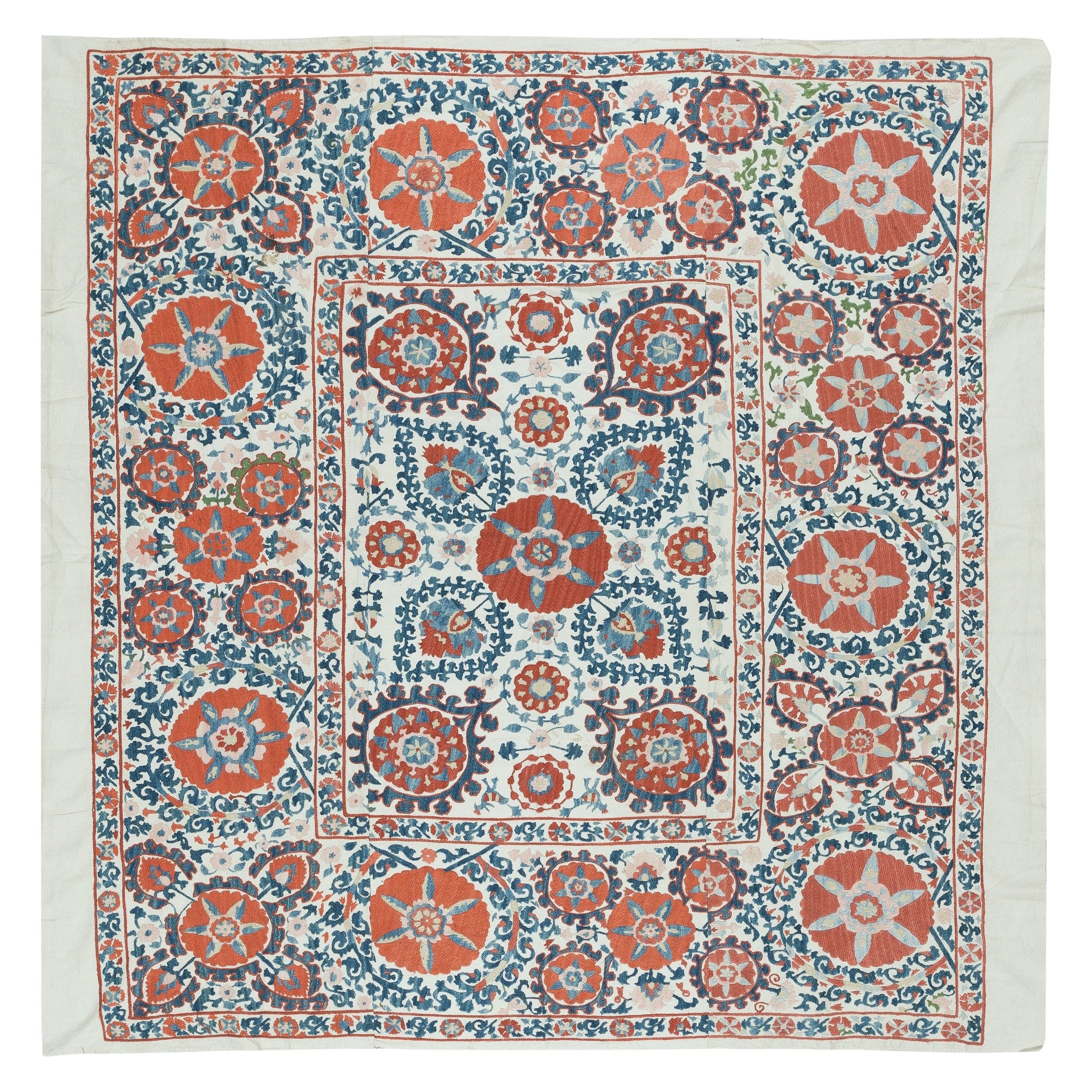 5x5 Ft Embroidered Silk Wall Hanging. Modern Tablecloth. Decorative Bed Cover