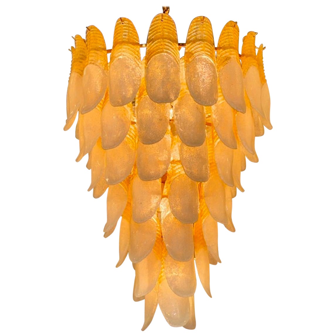 Vintage Italian Waterfall Two Tone Murano Glass Chandelier For Sale
