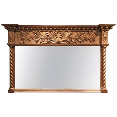 English Overmantel Mirror with Wheat Carved Accents, circa 1830