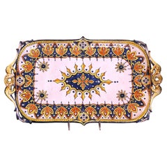 Early 20th Century French Hand Painted Faience Serving Tray from Rouen
