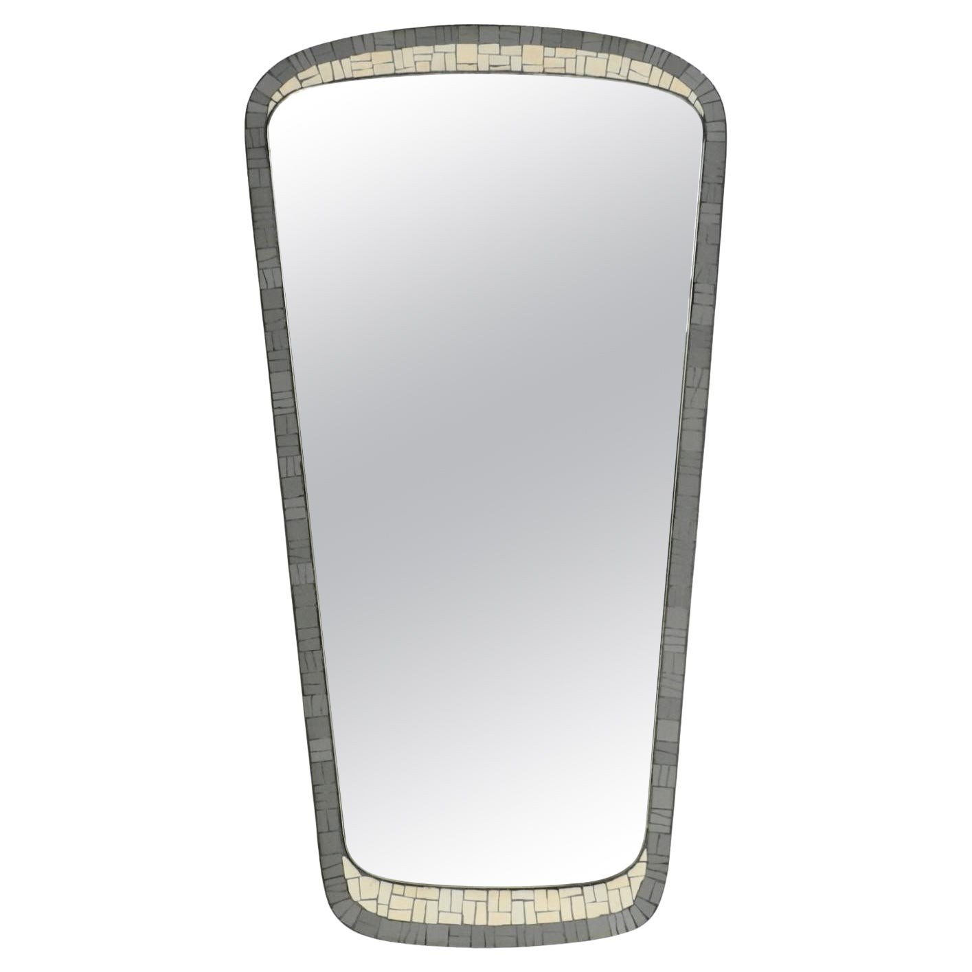 Mid Century mosaic wall mirror with heavy brass frame by Münchner Zierspiegel