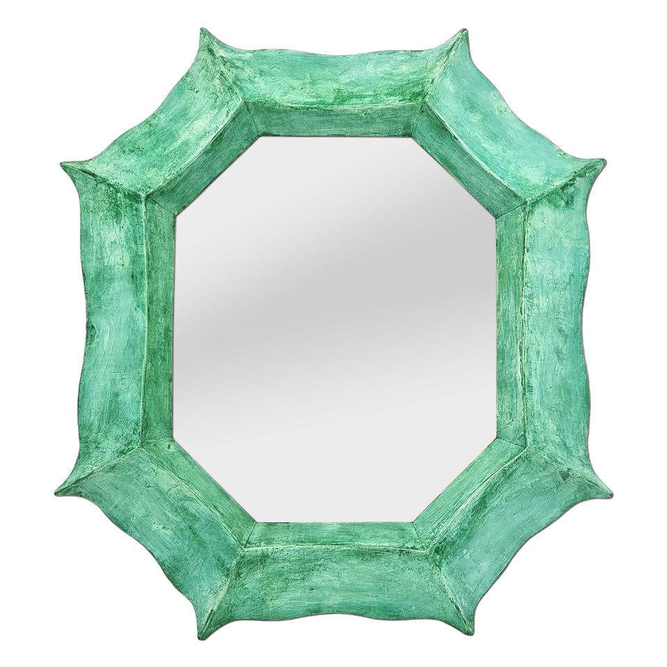 French Contemporary Mirror "Octogone Vert Jade" By Pascal & Annie