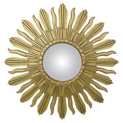 Vintage Sun Mirror Sunburst Spiegel konvex Gold Harz 48cm