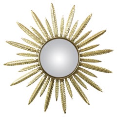 Miroir Sun Mirror Deknudt Convex 55 cm en métal cuivré du milieu du siècle dernier
