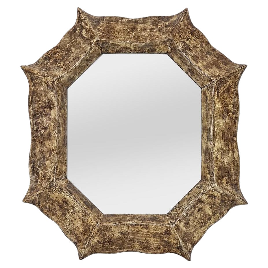 French Contemporary Mirror "Octogone Brun Sépia" By Pascal & Annie