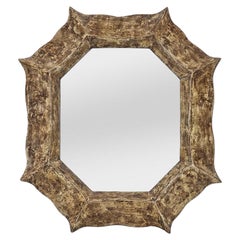 Miroir contemporain "Octogone Brun Sépia" par Pascal & Annie