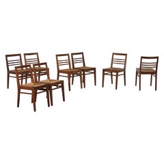 Original-Set aus 8 Rene Gabriel-Esszimmerstühlen, Frankreich, 1950er Jahre