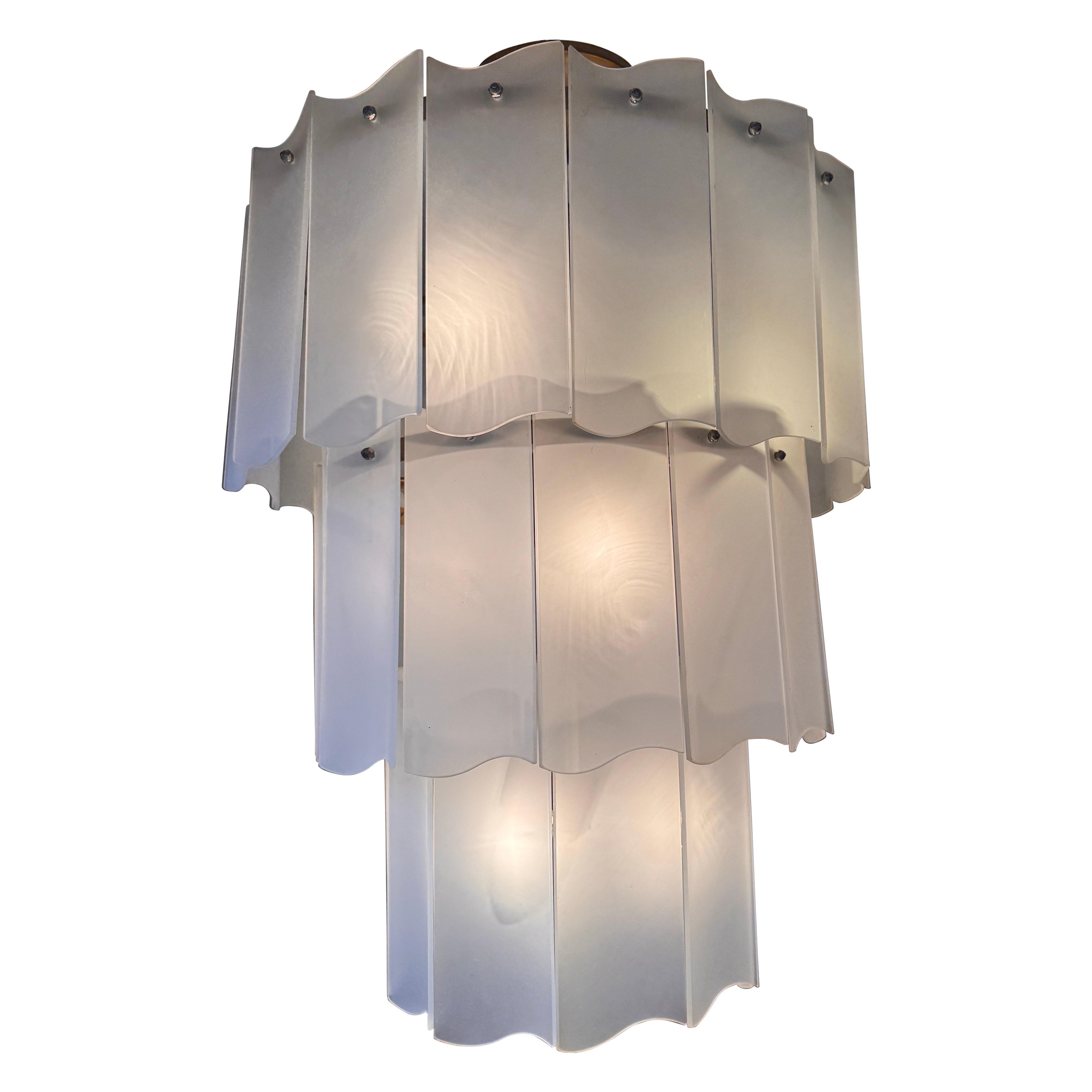 Large Three tiered cascading Murano glass chandelier
