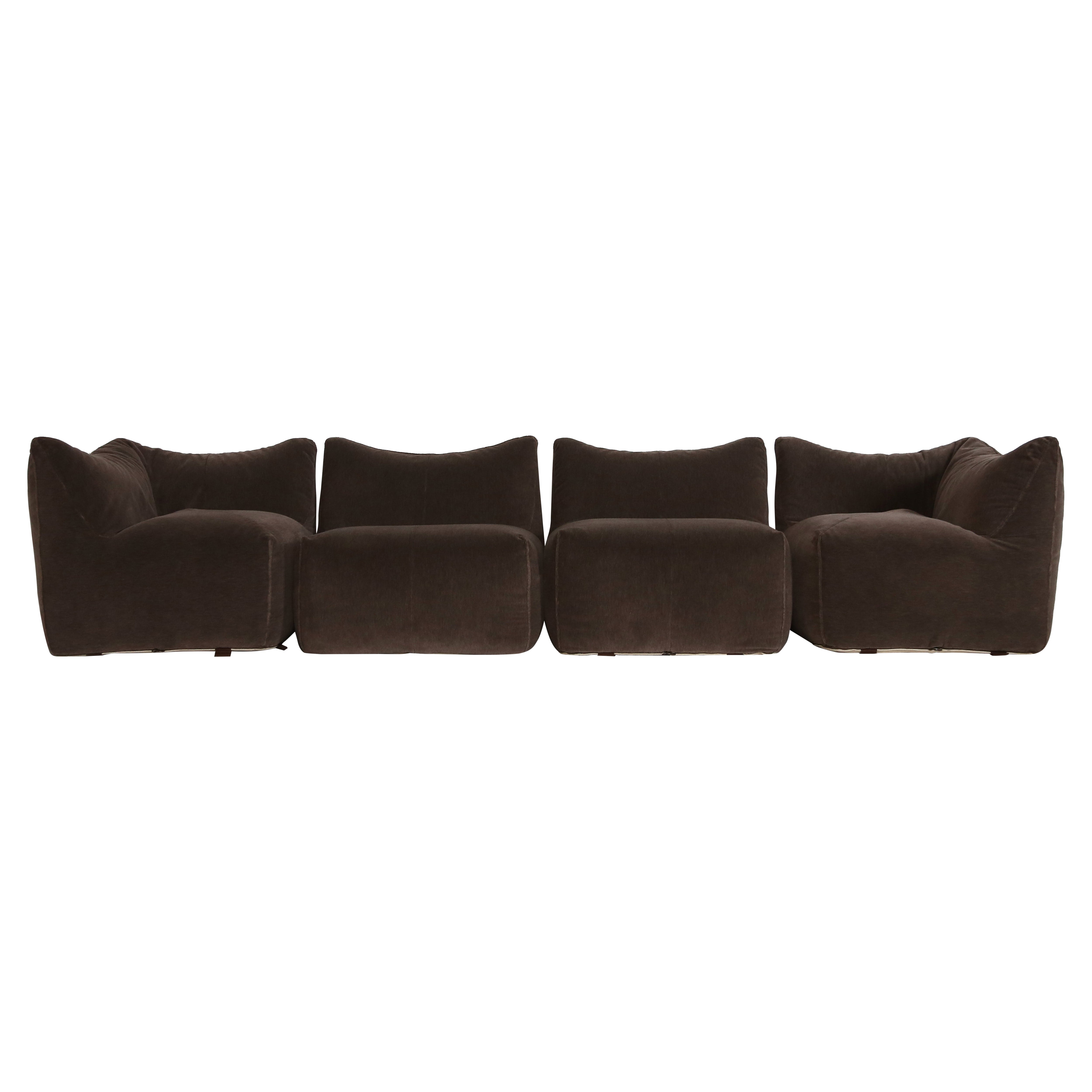 Mario Bellini Le Bambole Modular Sofa, Upholstered in Velvet, B&B Italia, 1970s