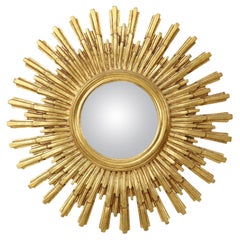 Large Gold Sun Mirror Sunburst Resine Convex Damaged 56cm