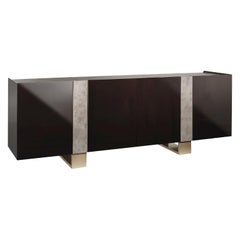 Special price Buffet Glossy Lacquer Finish Band Metallic Legs LED Lighting