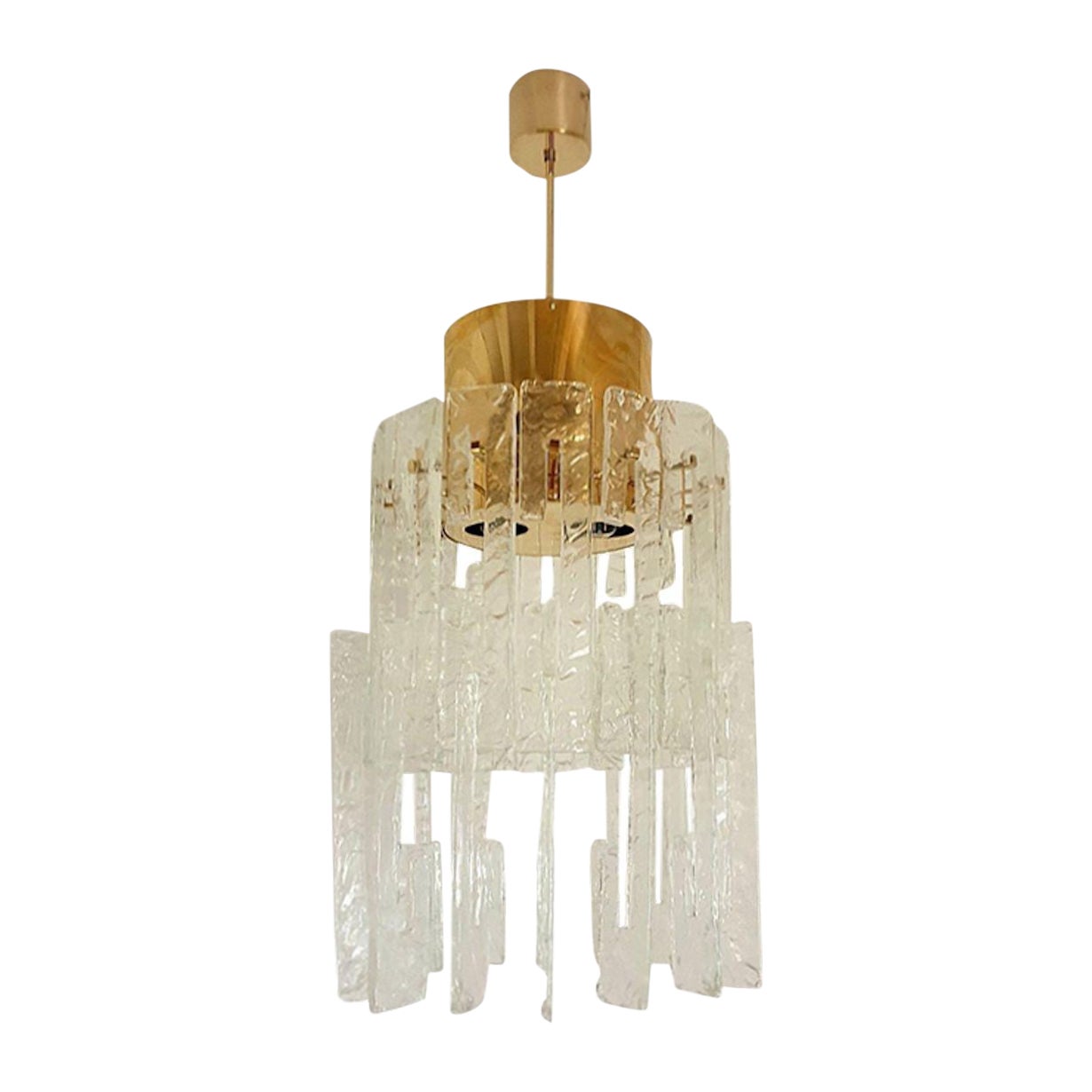 Mid-Century brass-Murano glass chandelier, Mazzega