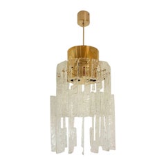 Mid-Century brass-Murano glass chandelier, Mazzega