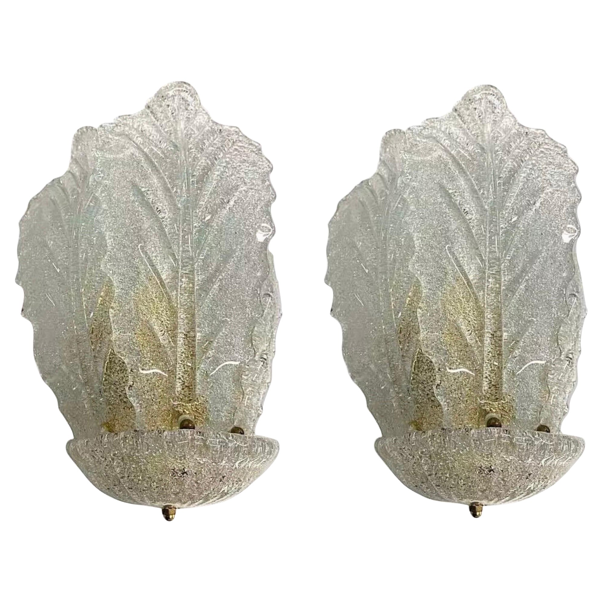 Barovier & Toso, paire d'appliques en verre de Murano, Italie, 1980