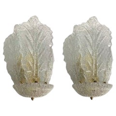 Barovier & Toso Wall Lighting Glass Murano Pair , Italy, 1980
