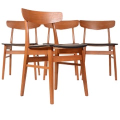 Set of Four Teak and Birch Danish Dining Chairs