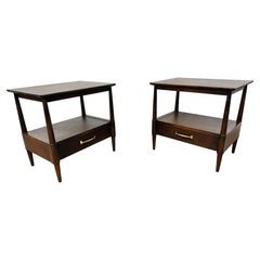Mid-Century Modern Drexel Walnut Nightstands - Set of 2
