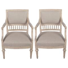 Pair of Gustavian Armchairs with Carved Wood Spindle Decoration 5