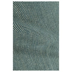 Tappeto moderno Rug & Kilim in blu e crema, con strisce e motivi geometrici