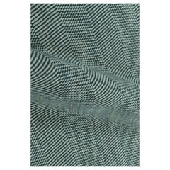 Tappeto moderno Rug & Kilim in blu e crema, con strisce e motivi geometrici