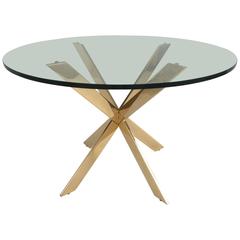 Polished Brass and Glass Side Table By Pace Collection 