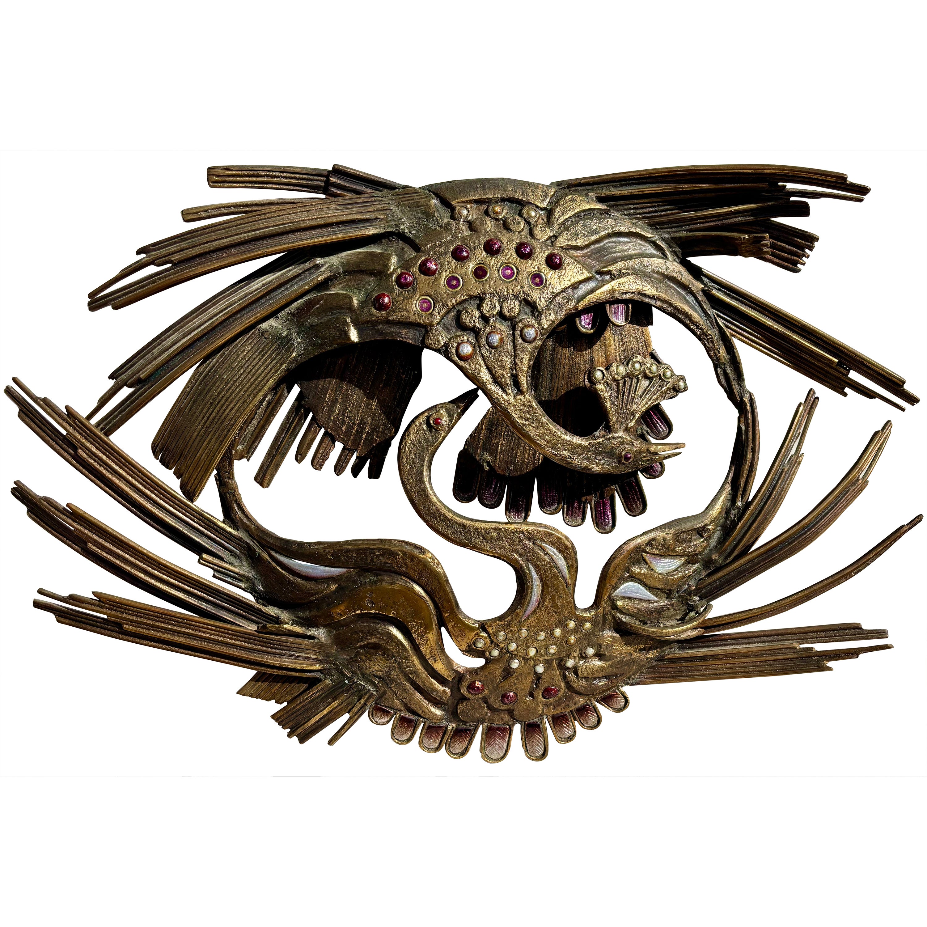 Del Campo Studio brutalistische abstrakte Bronze-Emaille von Euclide Chiambretti, signiert im Angebot