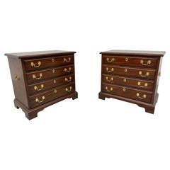 Vintage Henkel Harris Mahogany Bachelor Chest Nightstands - Set of 2