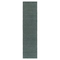 Rug & Kilim’s Modern Runner in Blue and Cream with Stripes and Geometric Pattern