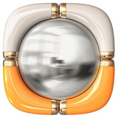 "Candice" Convex Wall Mirror with Bronze, Stainless Steel, Handmade, Istanbul