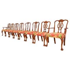 Romweber Chippendale Carved Mahogany Dining Chairs, Set of Eight