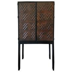 One of a Kind Mexican Contemporary Tall Cabinet in Steel and Copper