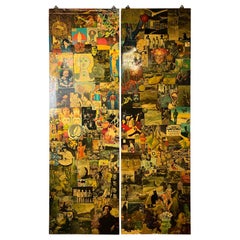 1970's Decopage Pop Art Closet Doors