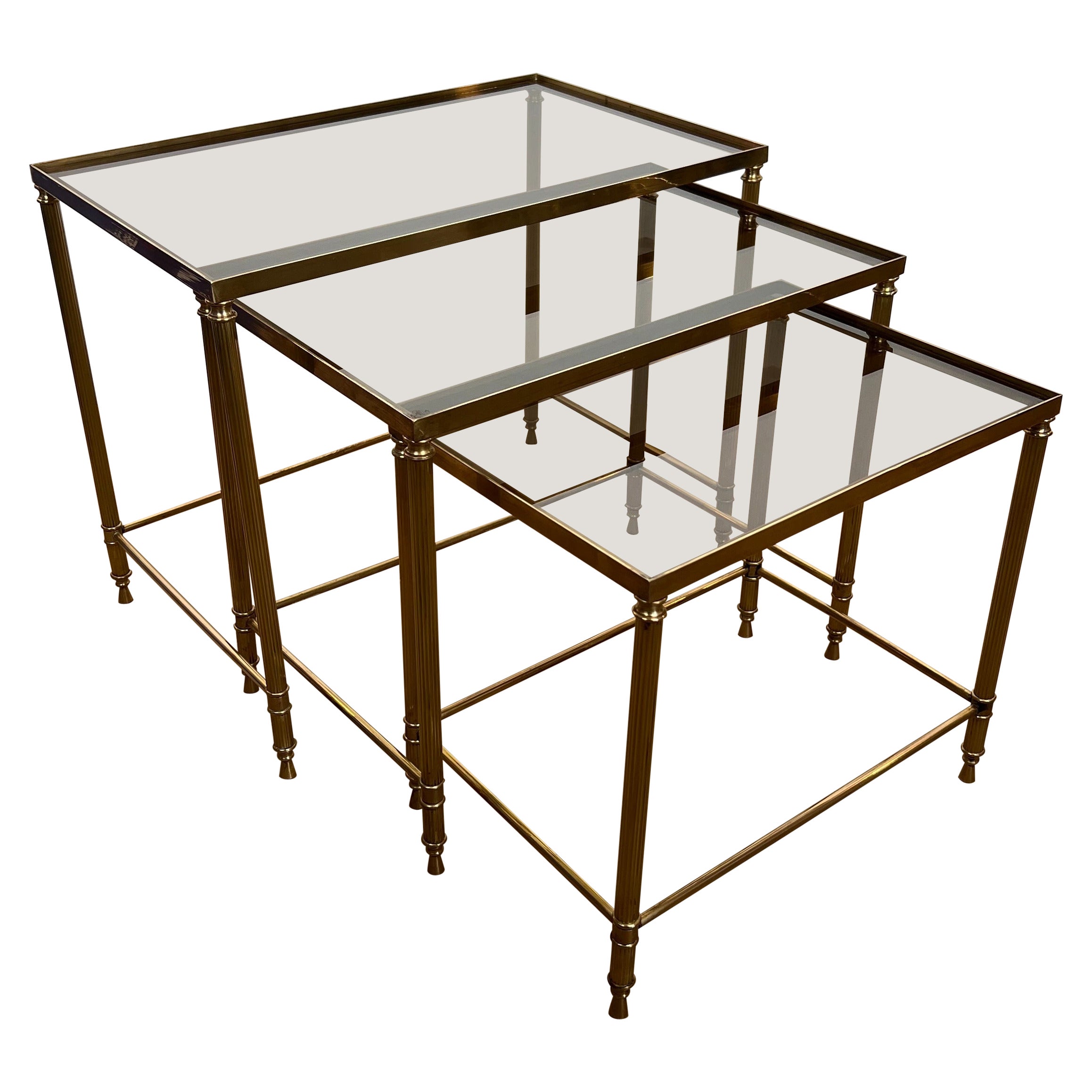 Nesting-Tische aus Messing im neoklassischen Stil von Maison Jansen
