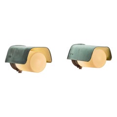Opal Glass and Copper Wall Lamps for Sähköliikkeiden Oy, Finland ca 1930s