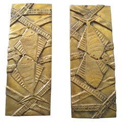 Poignées de porte décoratives en bronze, Italie, années 1970
