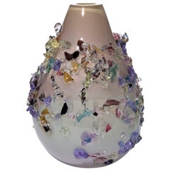 Sakura TRP23002, a mink, soft white & lilac handblown vase by Maarten Vrolijk