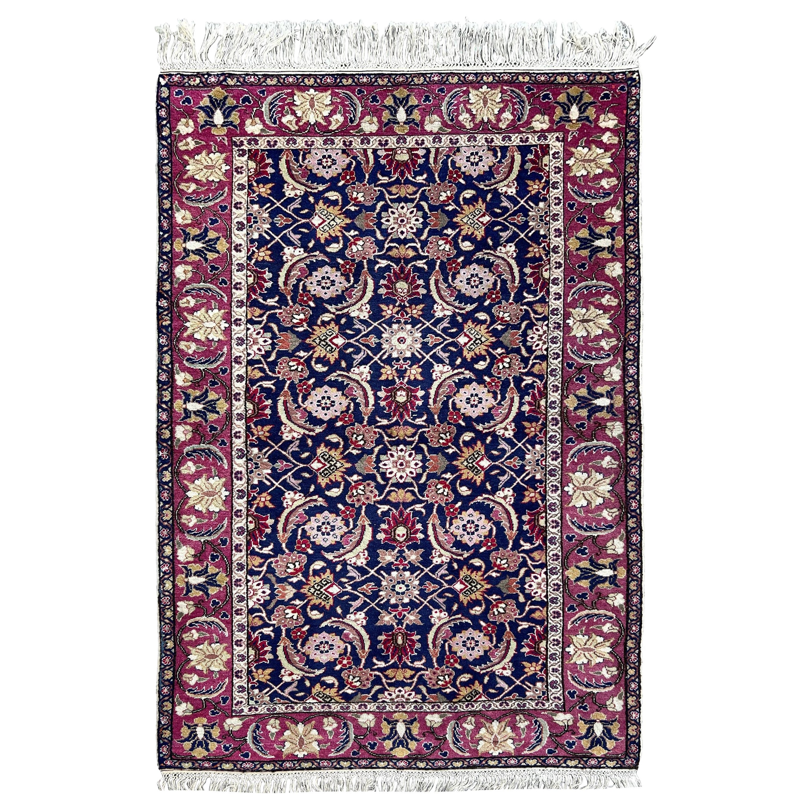 4x5.8 Ft Rare Vintage Handmade Turkish Manchester Kayseri Rug, 100% Wool