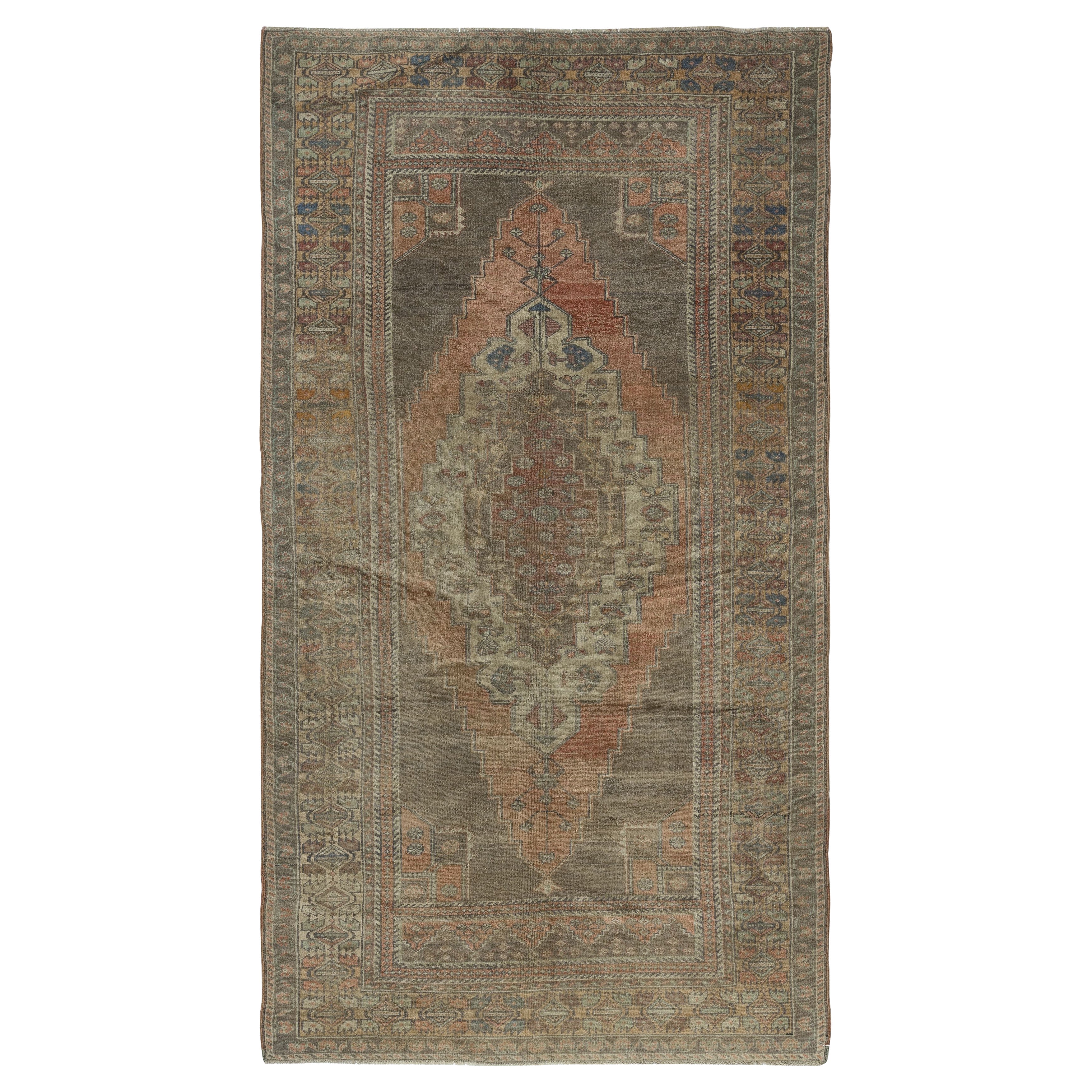 5x9 Ft One of a kind Vintage Handmade Turkish Village Rug, 100% Wool